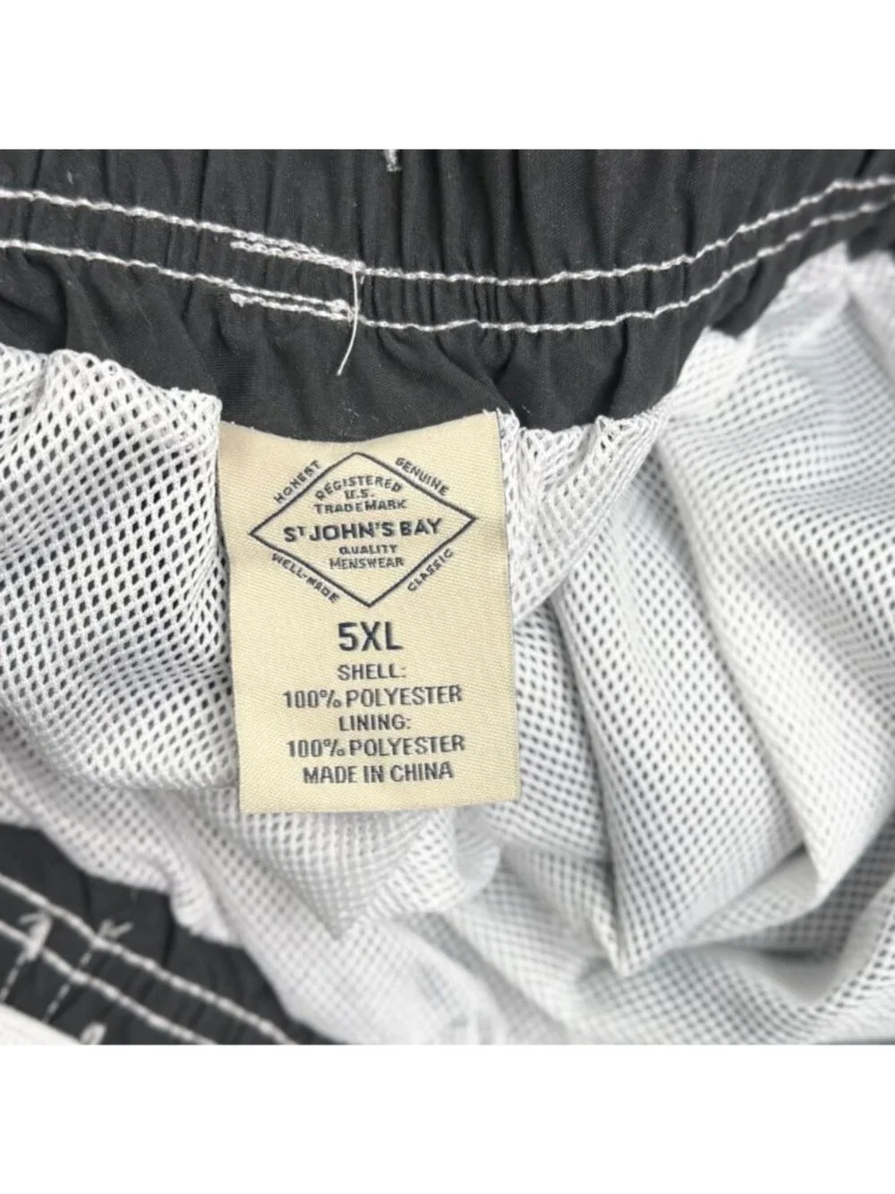 St Johns Bay Mens Dark Charcoal Swim Shorts 10” Inseam Cargo Pocket Size 5XL NWT